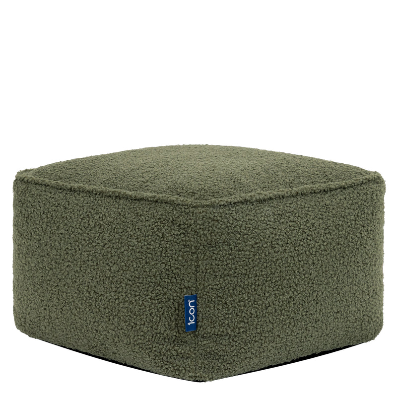 Pouf carré Amara Bouclé - Olive