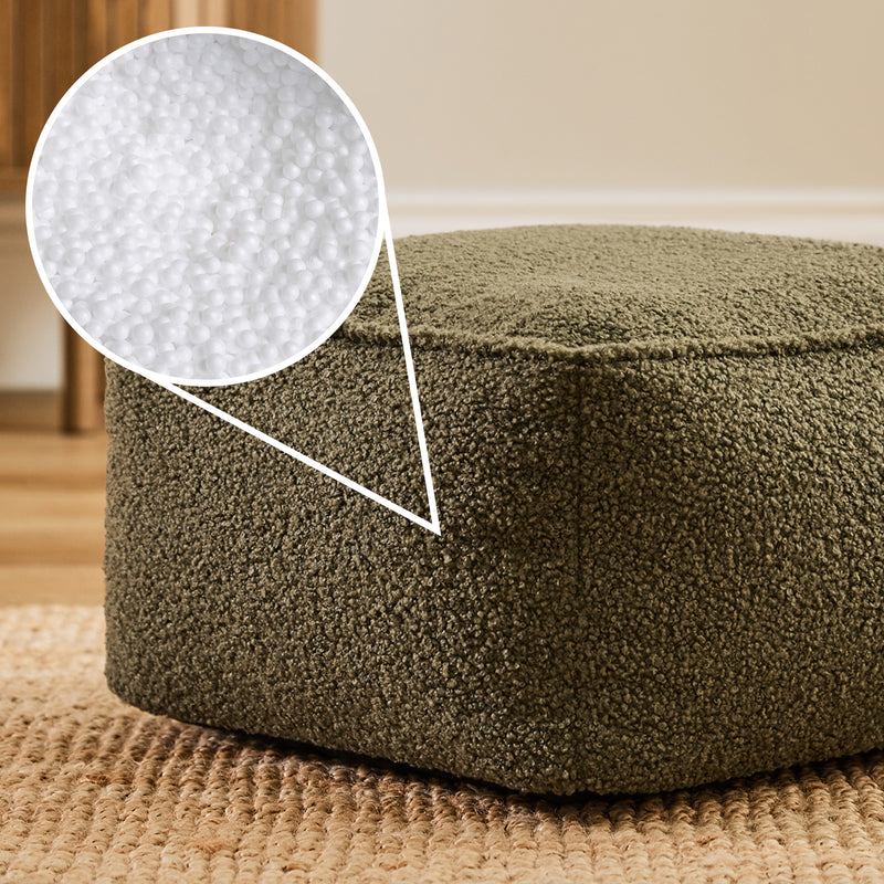 Pouf carré Amara Bouclé - Olive