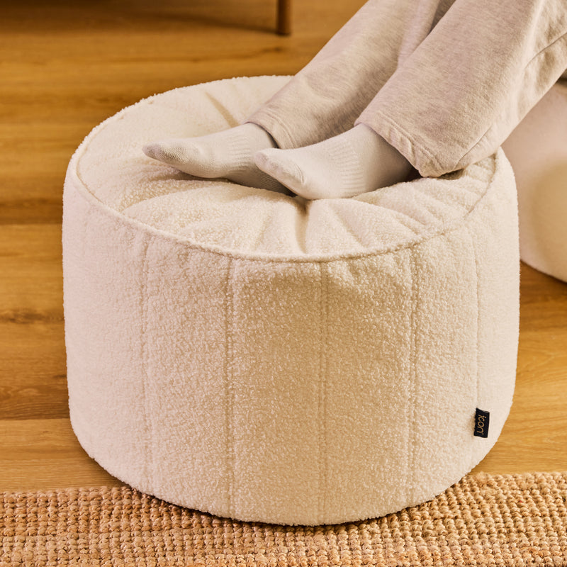 Pouf rond Milano Bouclé – Ivoire