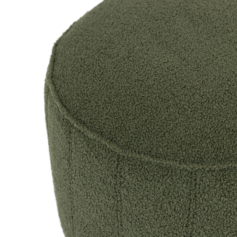 Pouf rond Milano Bouclé - Vert olive