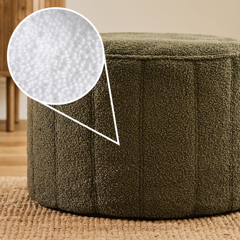 Pouf rond Milano Bouclé - Vert olive