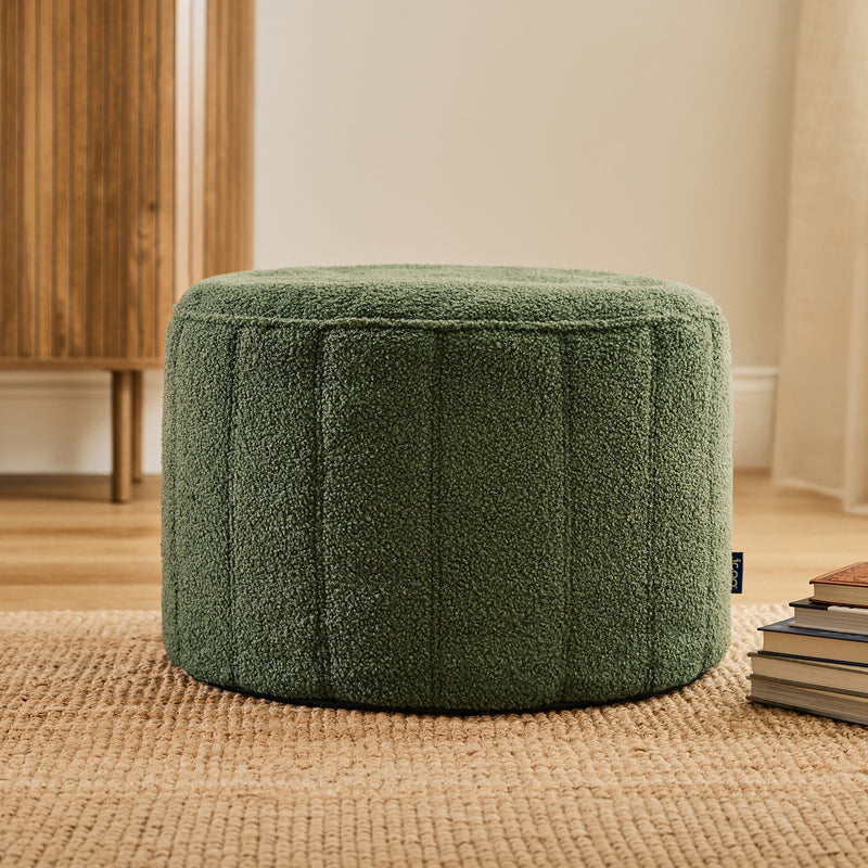 Pouf rond Milano Bouclé - Vert olive