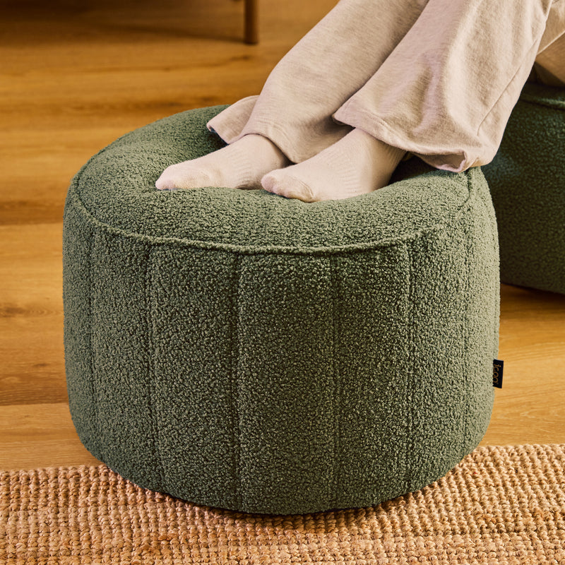 Pouf rond Milano Bouclé - Vert olive