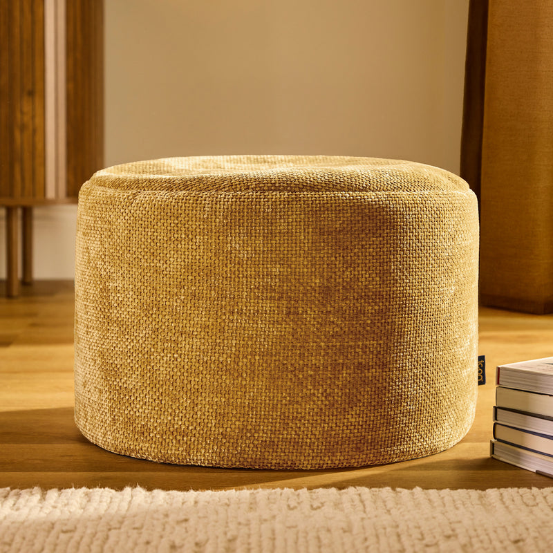 Pouf rond en chenille Milano - Doré