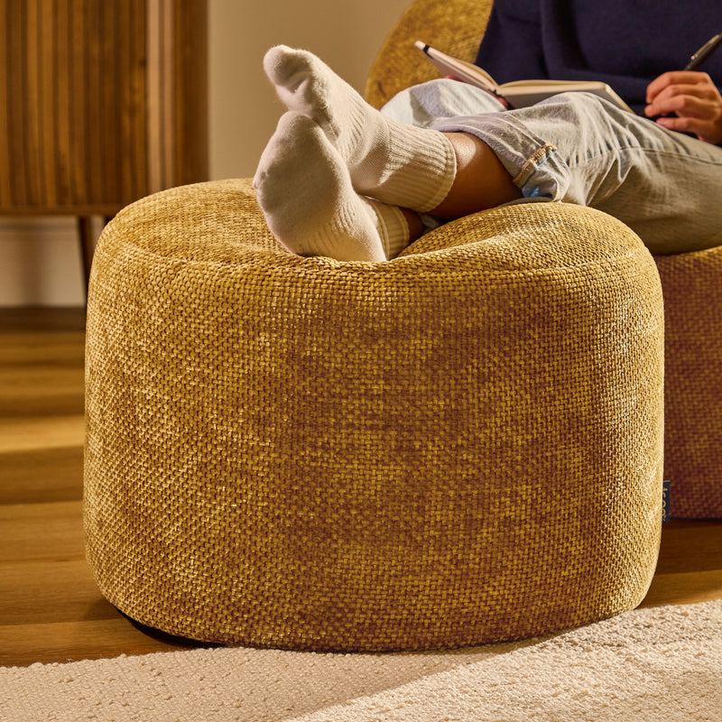 Pouf rond en chenille Milano - Doré