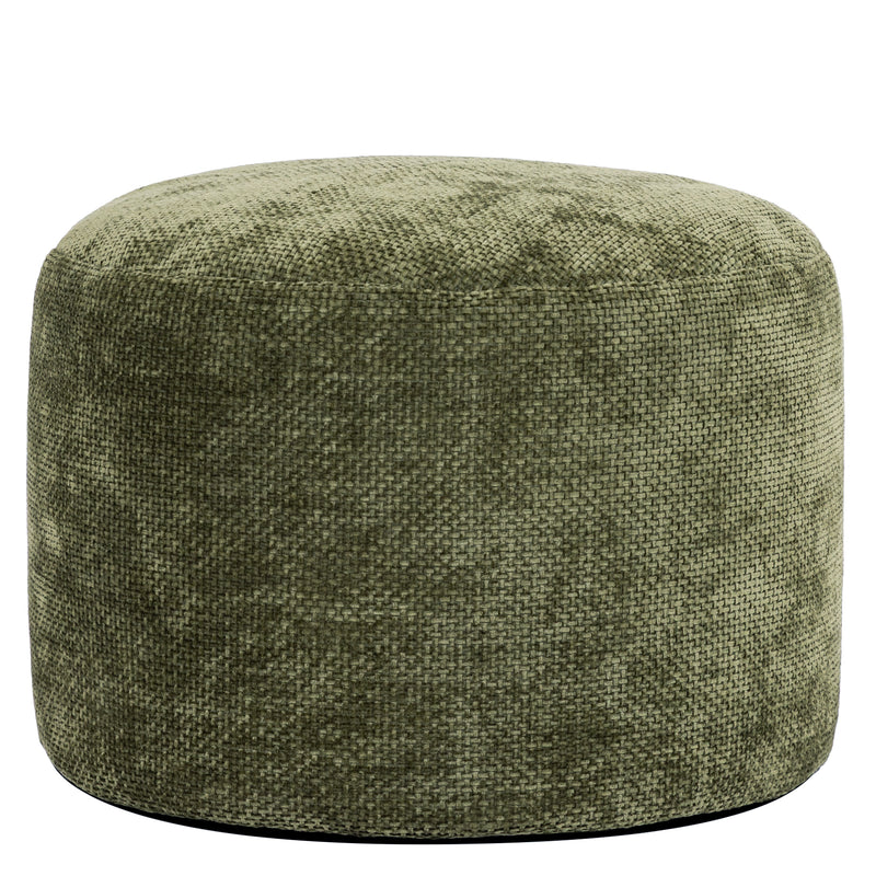 Pouf rond en chenille Milano - Vert olive
