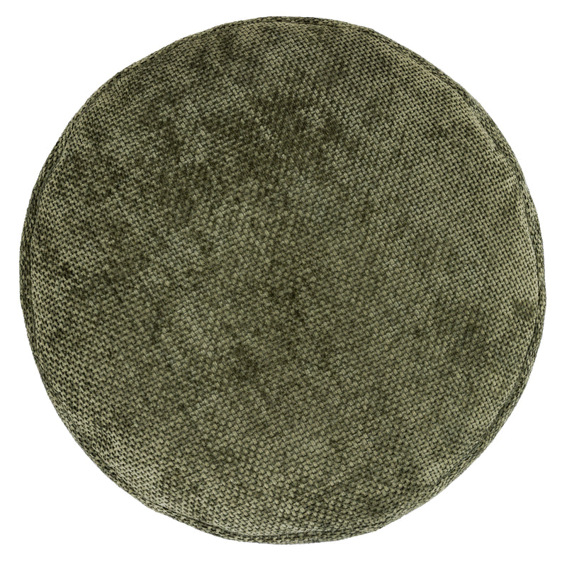 Pouf rond en chenille Milano - Vert olive