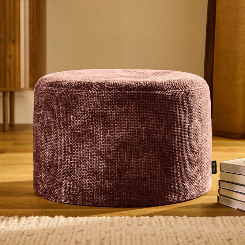 Pouf rond en chenille Milano - Mûre