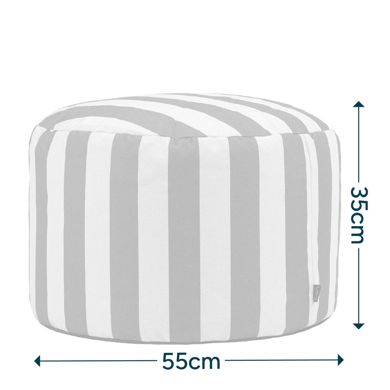 Pouf rond tissé Milano Stripe, vert olive
