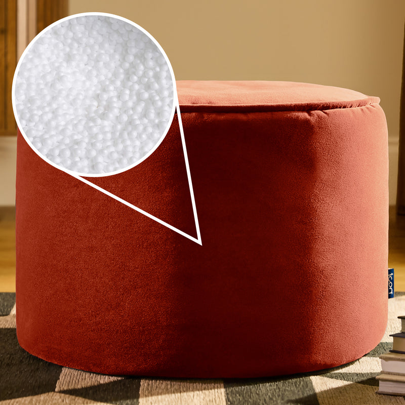 Pouf rond Milano en velours, terre cuite