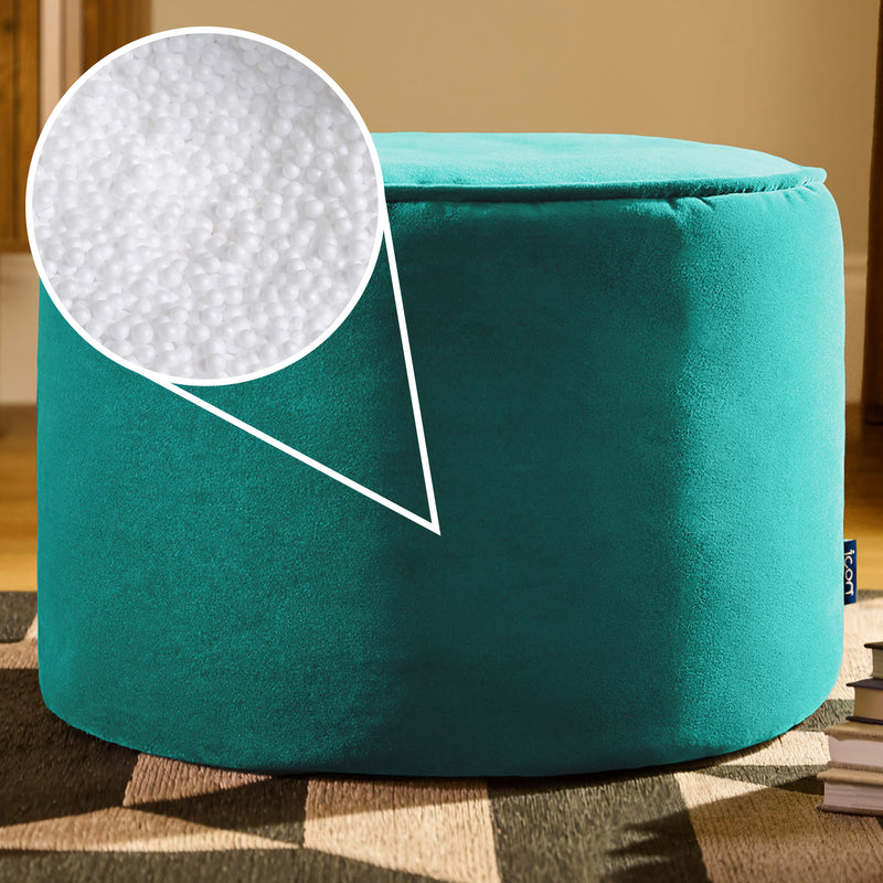 Pouf rond Milano en velours, sarcelle