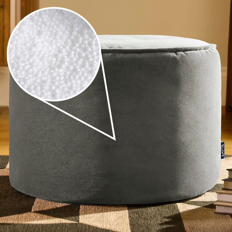 Pouf rond Milano en velours, gris anthracite