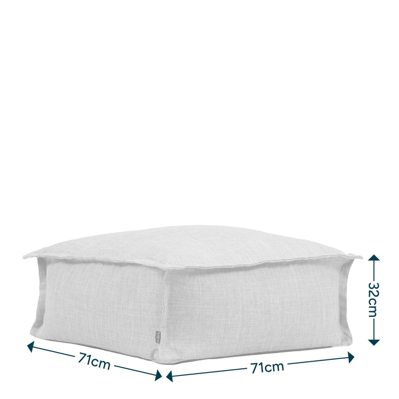Pouf carré en tissu pour l'extérieur Vita, gris