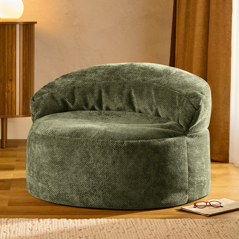 Pouf fauteuil d'appoint en chenille Orb - Vert Olive