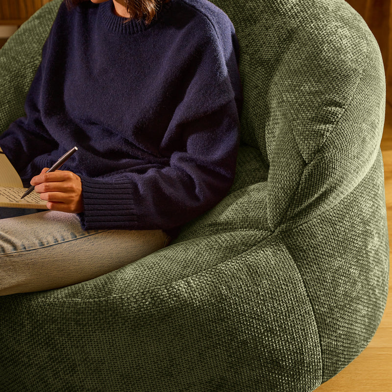 Pouf fauteuil d'appoint en chenille Orb - Vert Olive