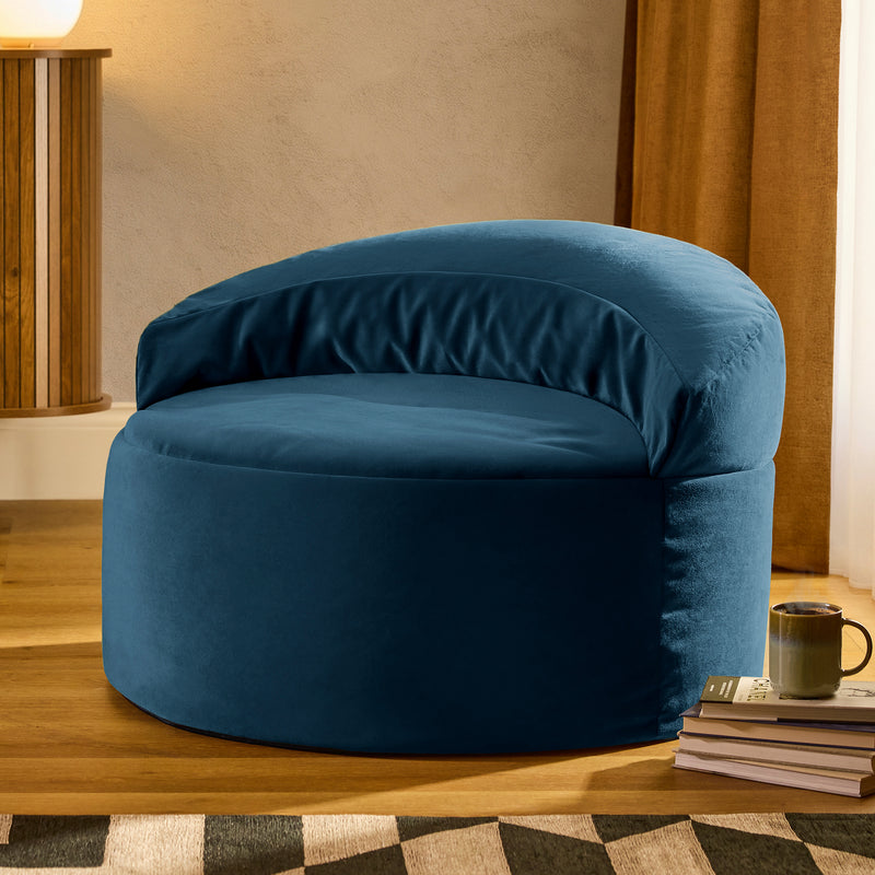 Fauteuil d'appoint en velours Orb (Pouf) - Bleu encre