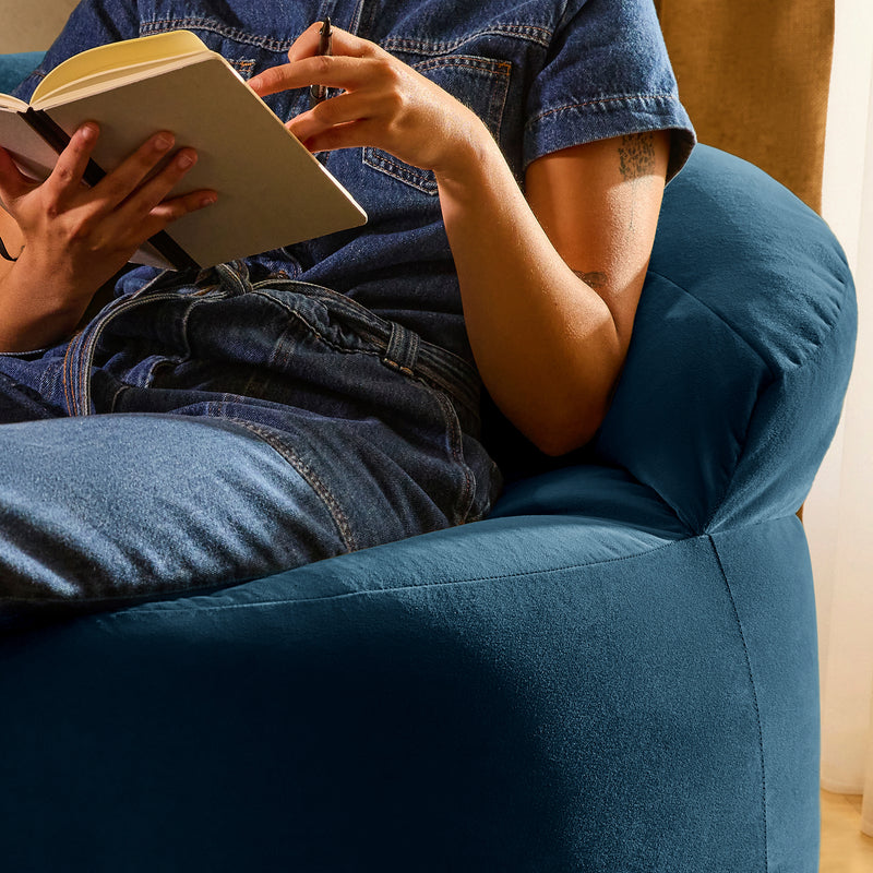Fauteuil d'appoint en velours Orb (Pouf) - Bleu encre