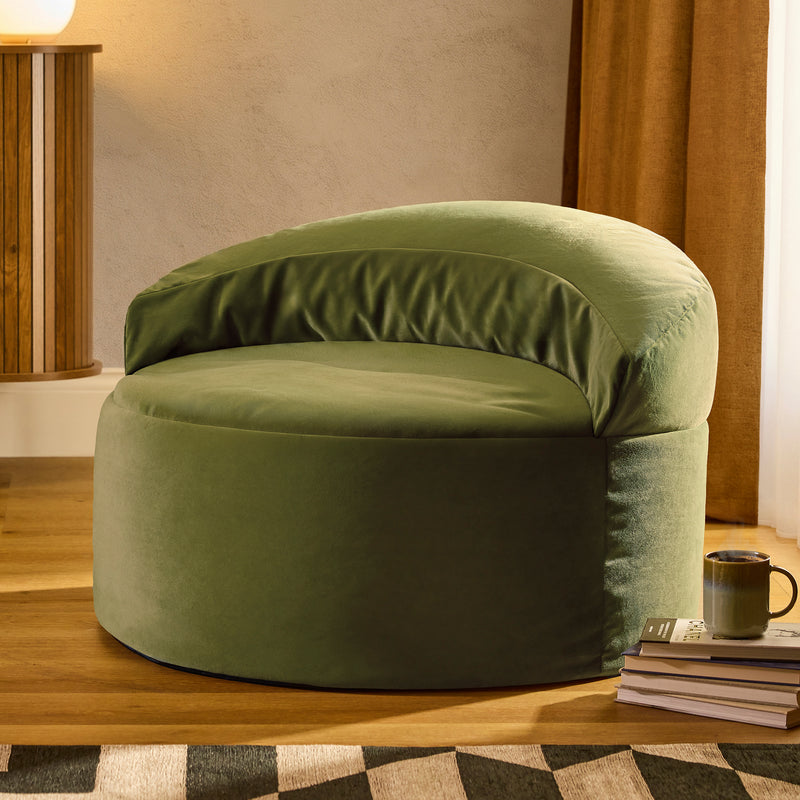 Fauteuil poire d'appoint en velours Orb - Vert olive