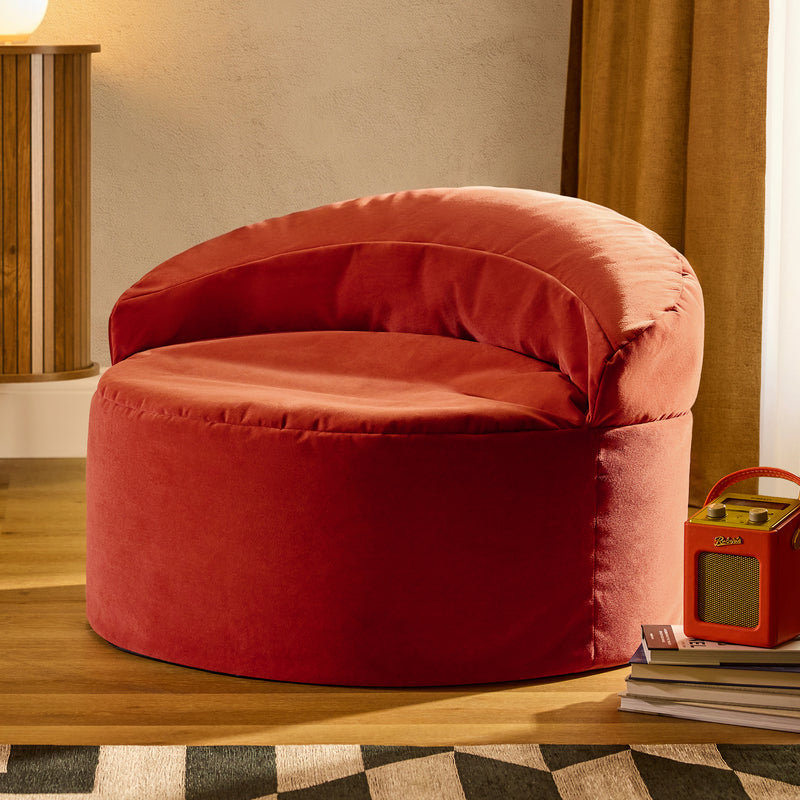 Fauteuil poire Orb en velours Terracotta Épicé