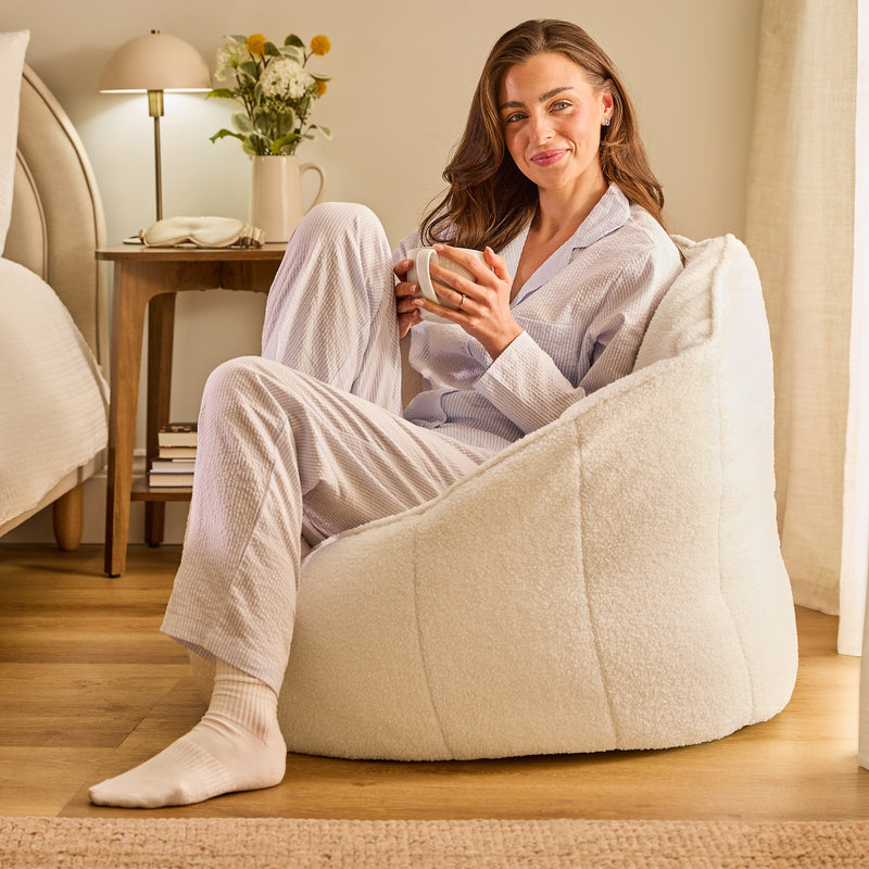 Fauteuil poire Sirena Bouclé - Ivoire