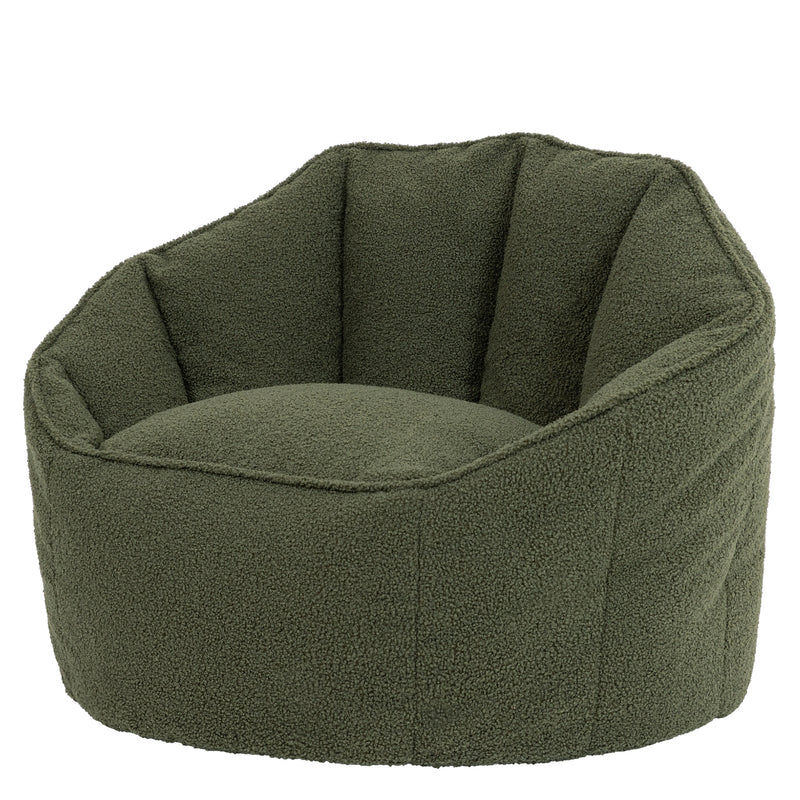 Fauteuil d'appoint pouf Sirena Bouclé - Vert olive