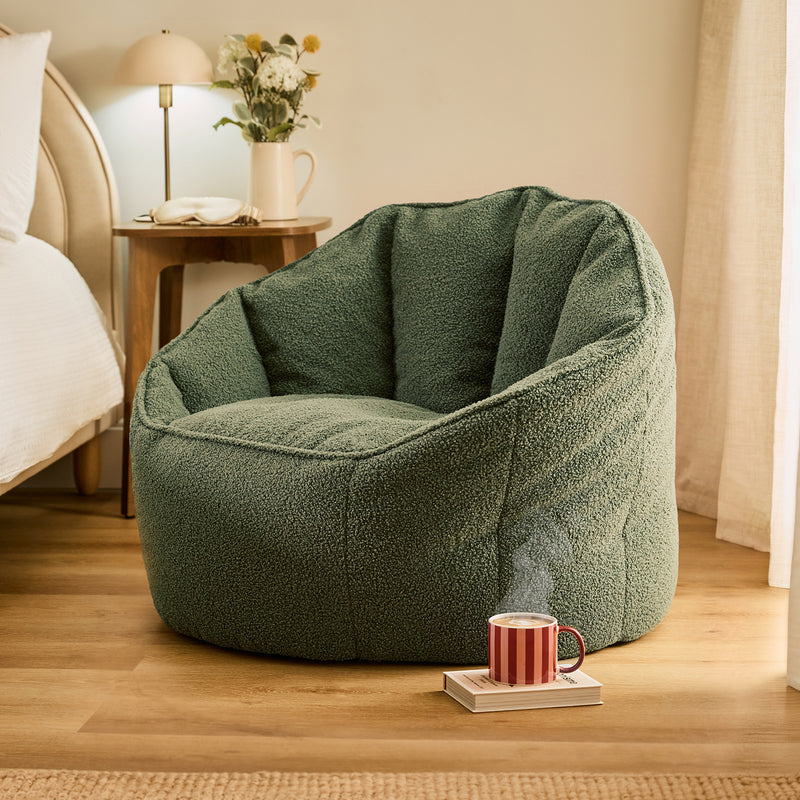 Fauteuil d'appoint pouf Sirena Bouclé - Vert olive