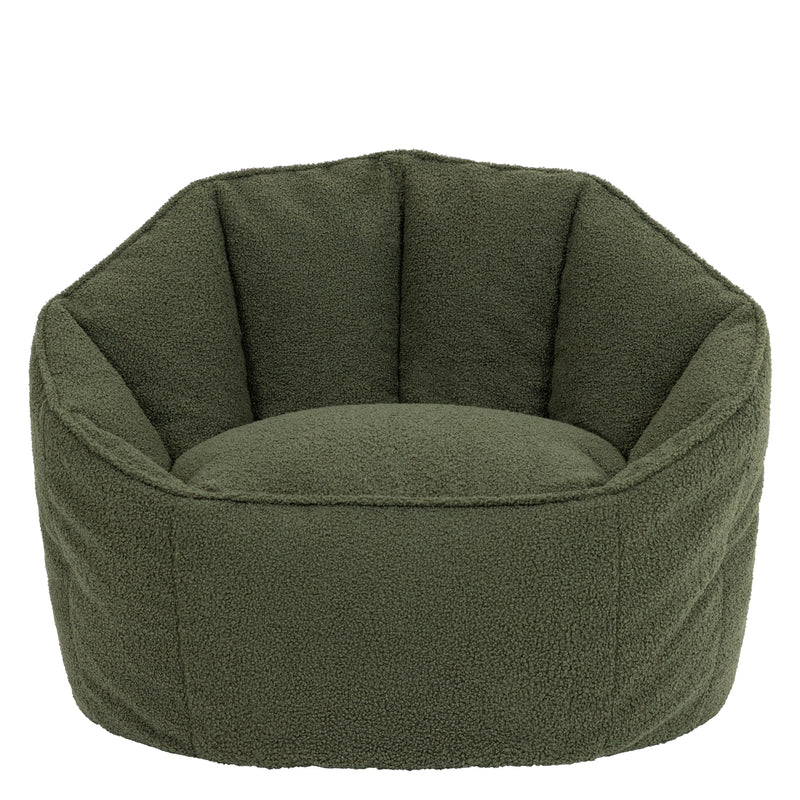 Fauteuil d'appoint pouf Sirena Bouclé - Vert olive