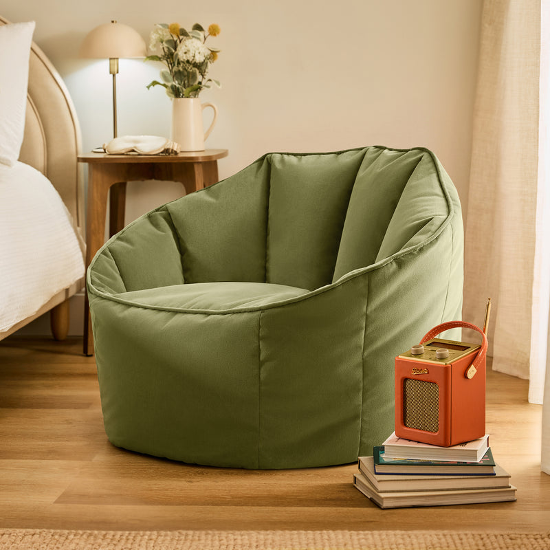 Fauteuil poire Sirena en velours, vert