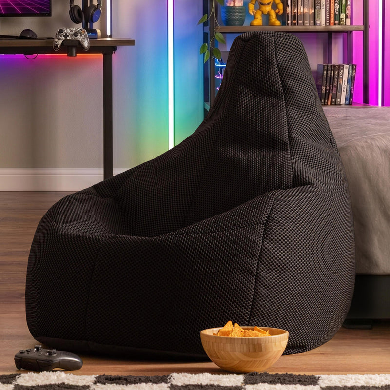 Fauteuil poire inclinable Gaming Performance en maille, noir nuit