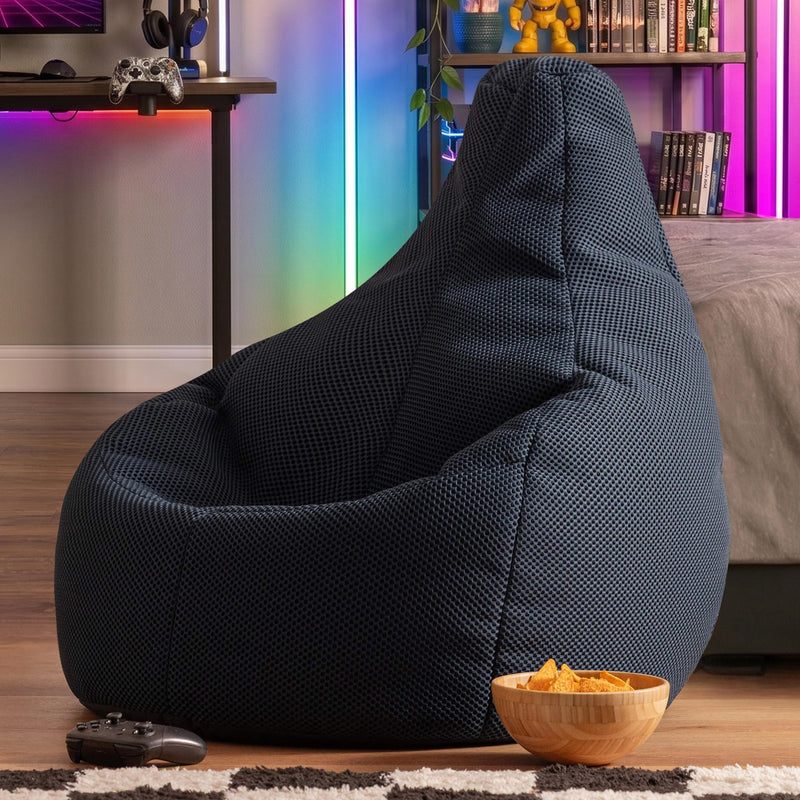 Fauteuil poire inclinable Gaming Performance en maille, bleu marine