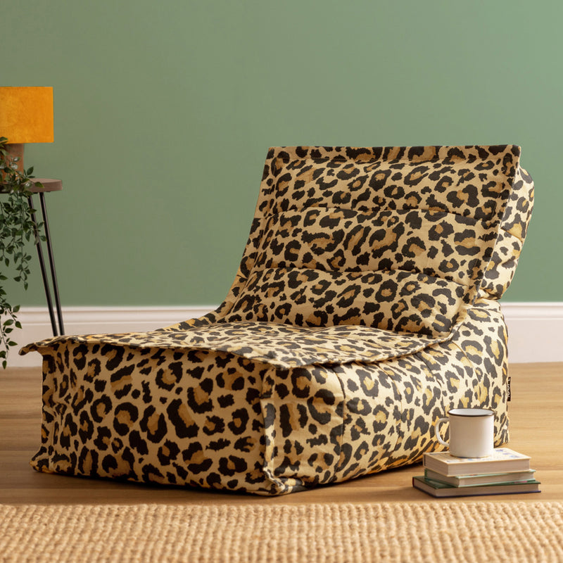 Pouf en tissu Dolce imprimé léopard style scandinave, multicolore