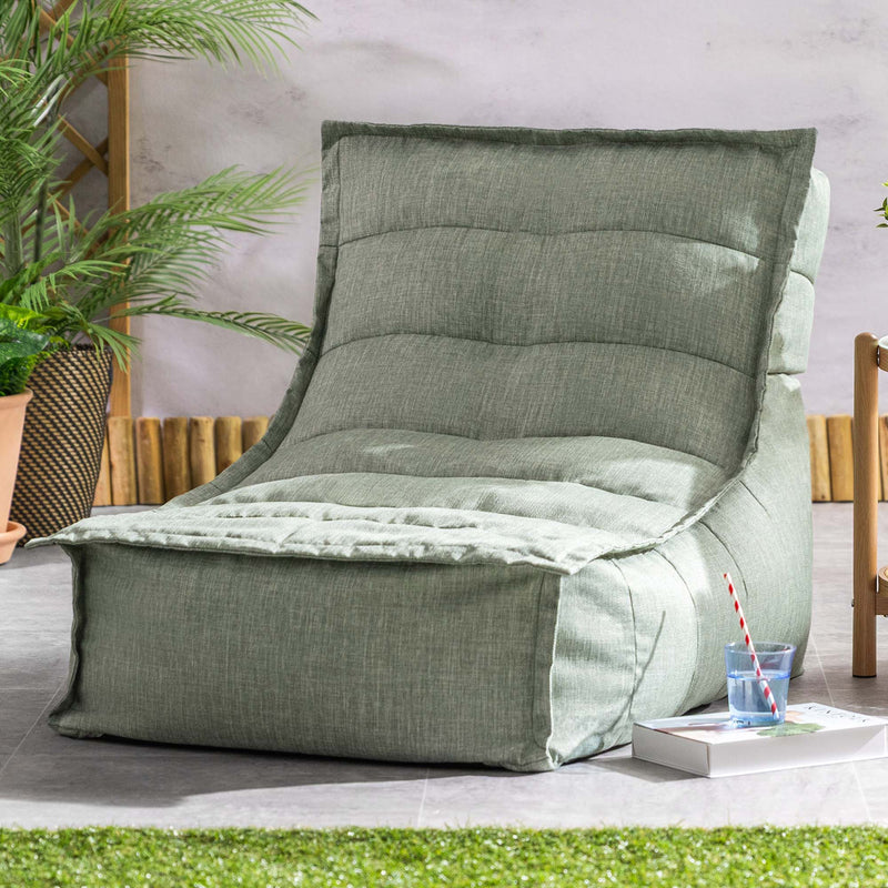 Pouf méridienne en tissu imperméable Dolce, pierre