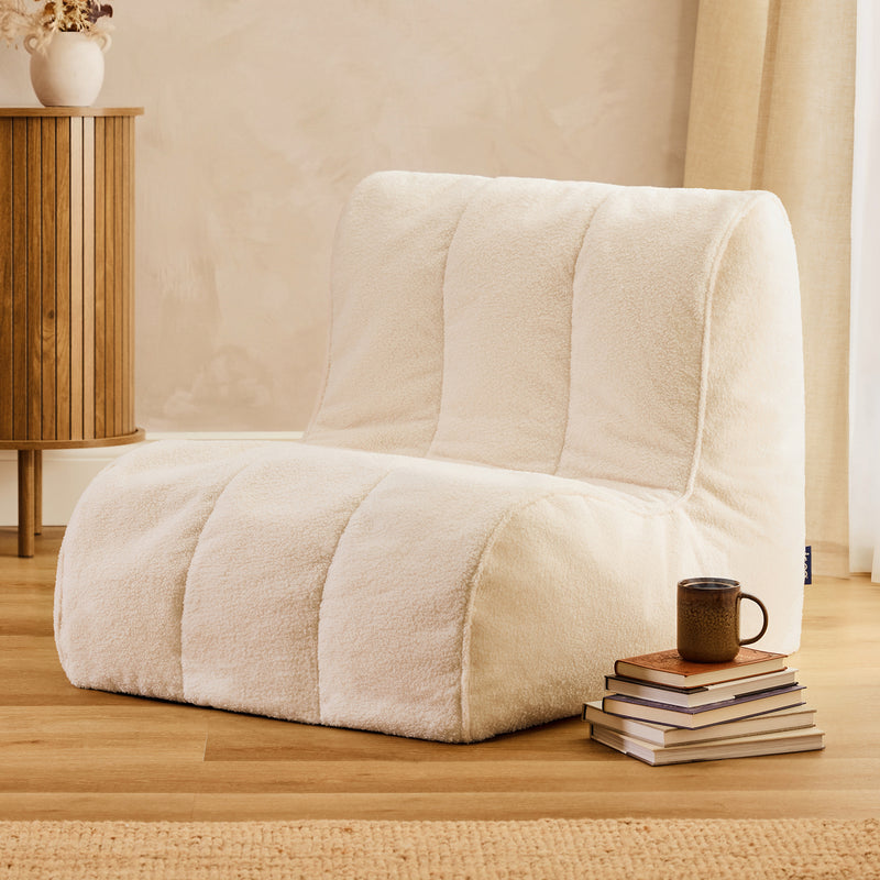 Swoop Pouf Poire Fauteuil d'appoint en Bouclé - Ivoire