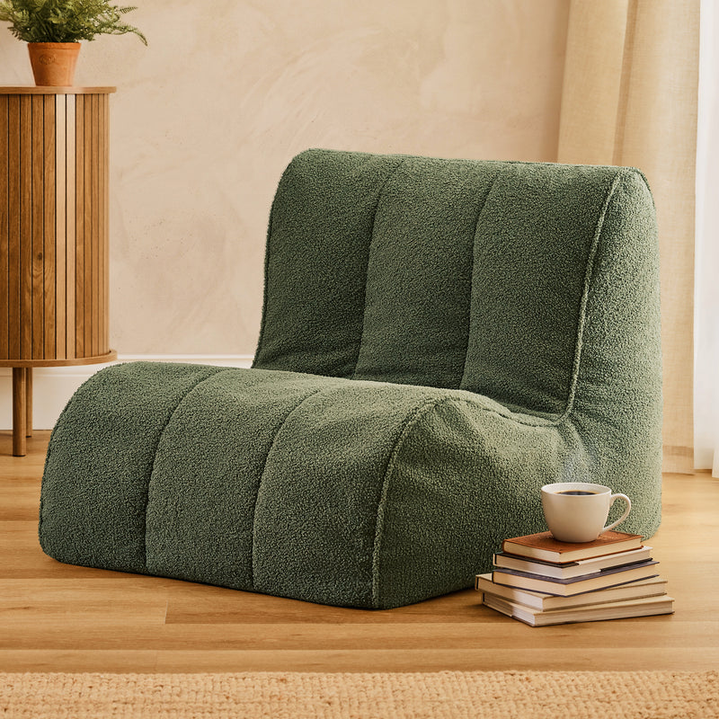 Fauteuil poire Swoop Bouclé - Vert olive