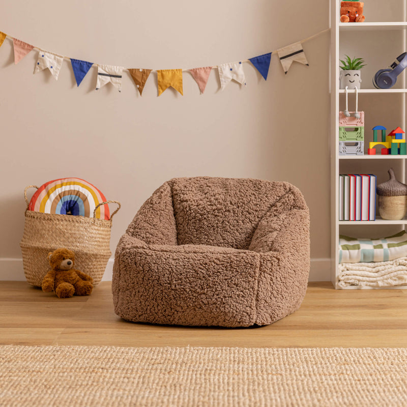 Fauteuil-poire en polaire Teddy pour enfants Natalia - Marron Teddy