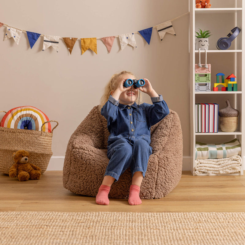 Fauteuil-poire en polaire Teddy pour enfants Natalia - Marron Teddy