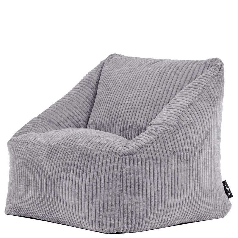 Fauteuil poire enfant Natalia en velours côtelé, gris