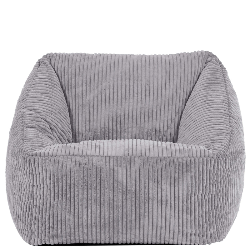 Fauteuil poire enfant Natalia en velours côtelé, gris