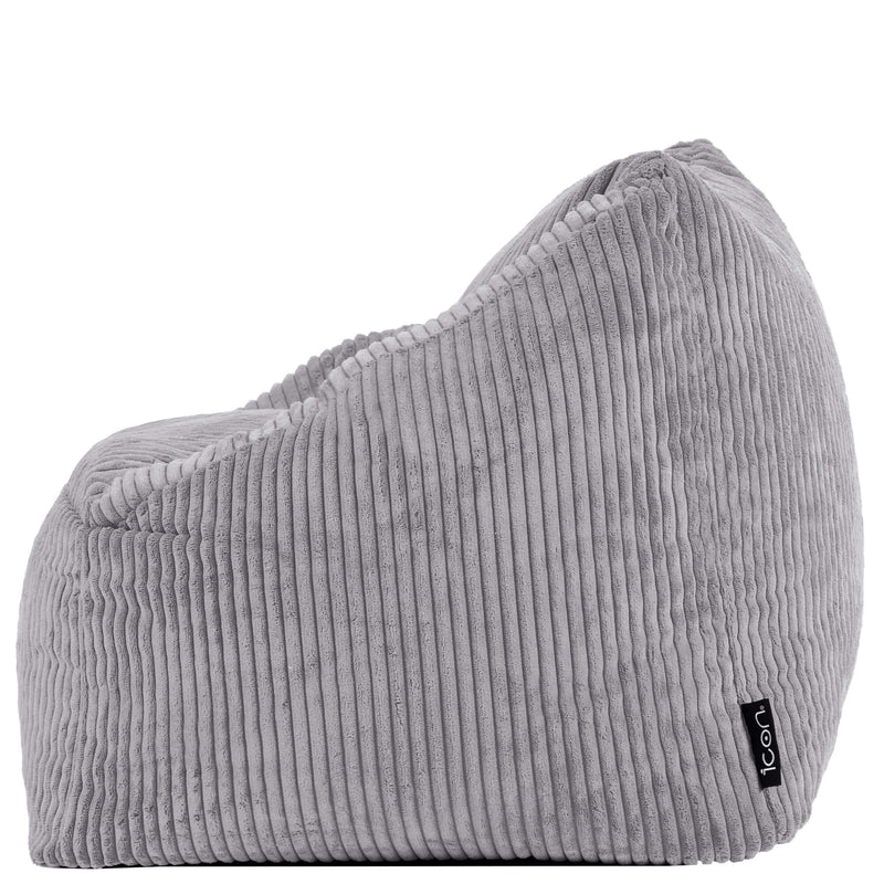 Fauteuil poire enfant Natalia en velours côtelé, gris