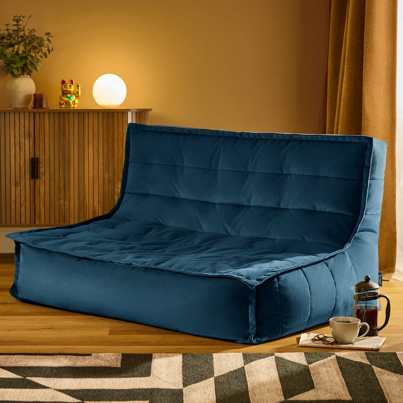 Pouf canapé Kota Velours - Bleu encre