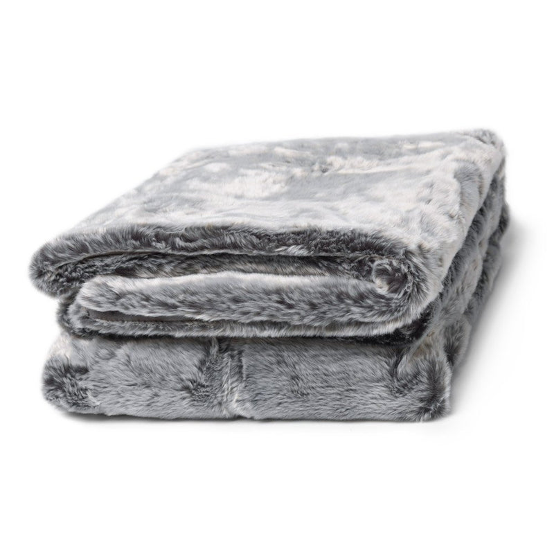 Jeté de lit de luxe en fausse fourrure - Gris