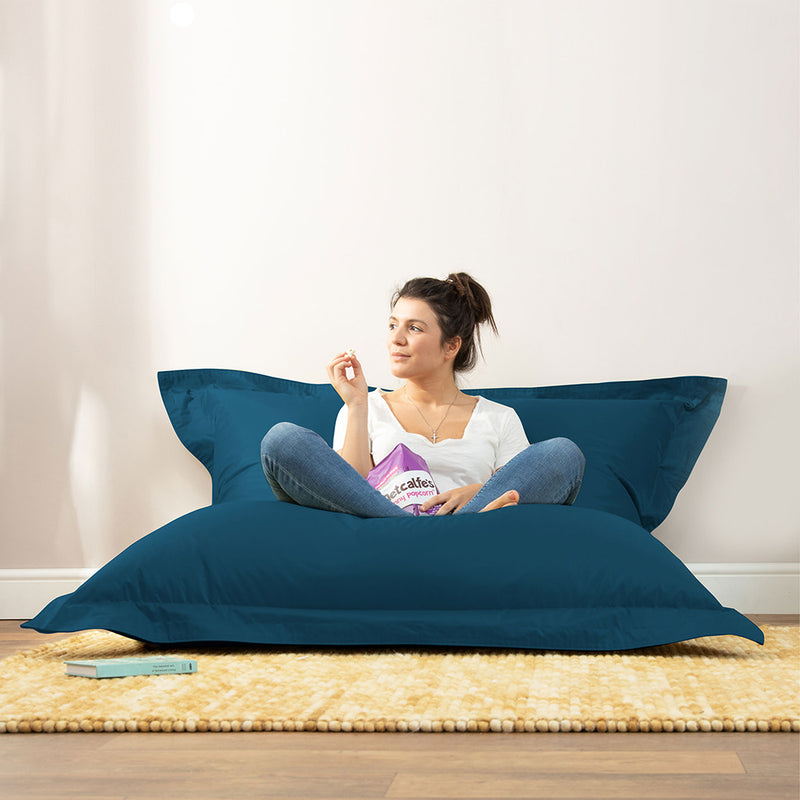 Pouf géant en forme de coussin de sol, intérieur/extérieur - Bleu sarcelle