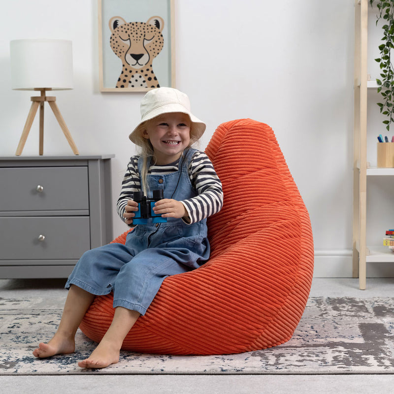 Pouf inclinable Kids Dalton en velours côtelé, orange