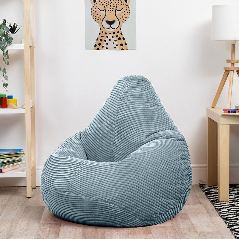 Pouf inclinable Kids Dalton en velours côtelé, bleu glacé