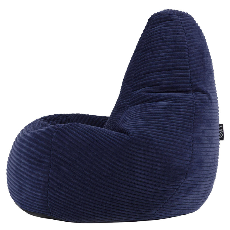 Pouf inclinable Kids Dalton en velours côtelé, bleu marine