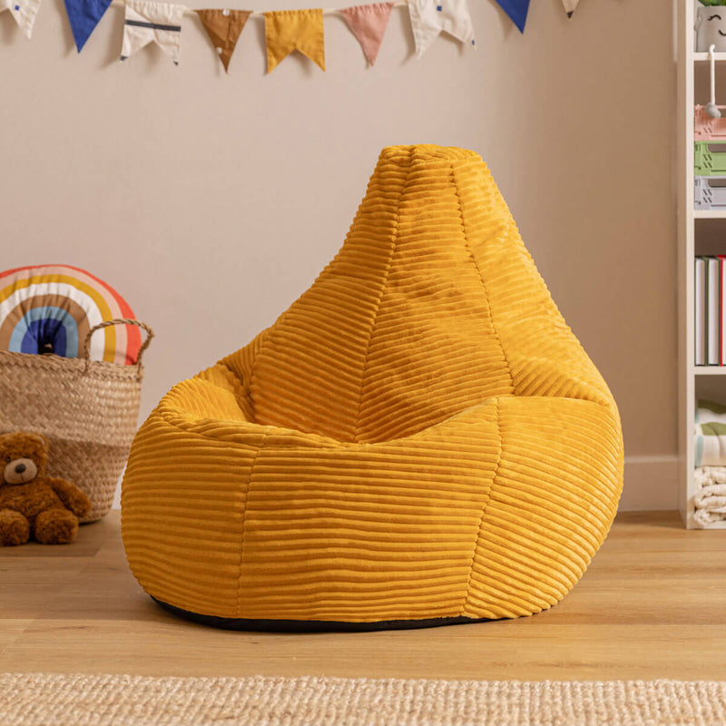Pouf inclinable Kids Dalton en velours côtelé, jaune
