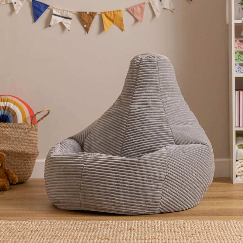Pouf inclinable Kids Dalton en velours côtelé, gris