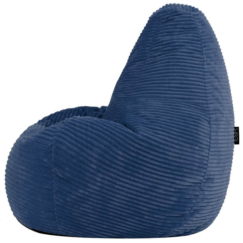 Pouf inclinable Kids Dalton en velours côtelé, bleu denim