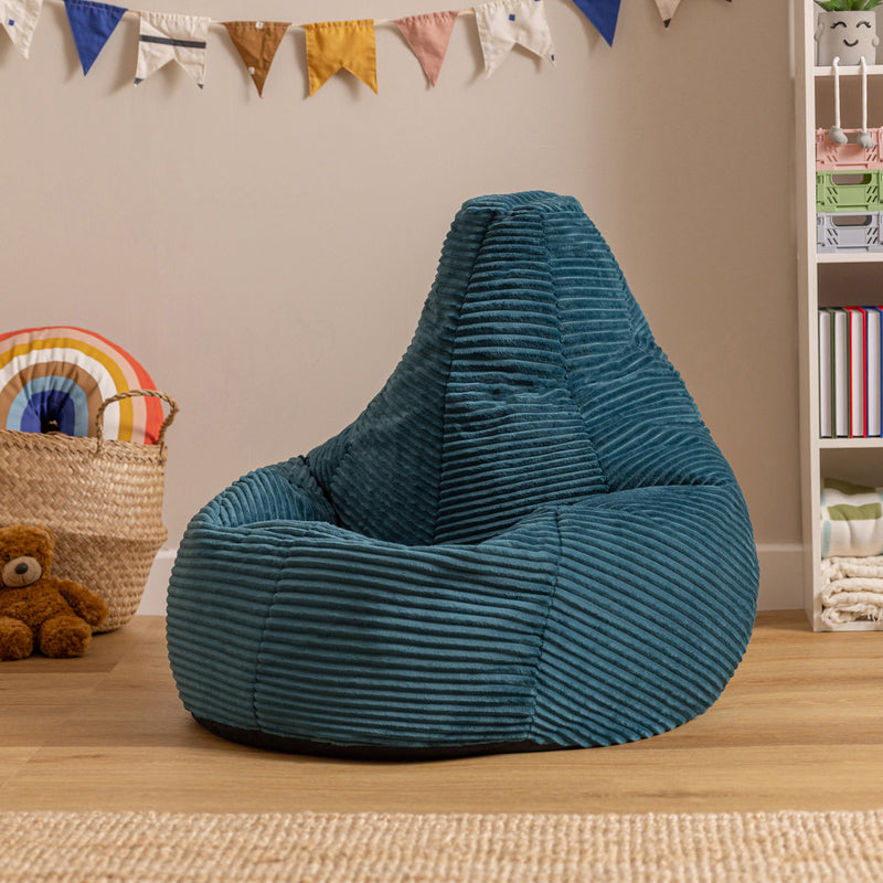 Pouf inclinable Kids Dalton en velours côtelé, sarcelle