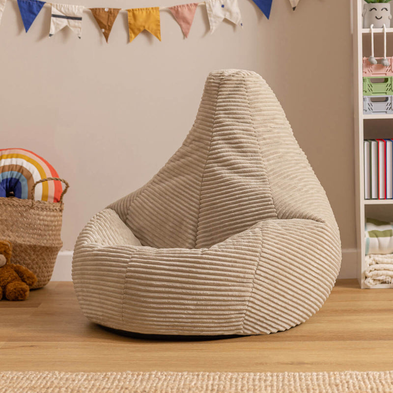 Pouf inclinable Kids Dalton en velours côtelé, naturel 